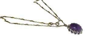 Vtg P&F Amethyst Pendant Necklace Silver Tone Chain 16" Amethyst Pendant ~ 1"